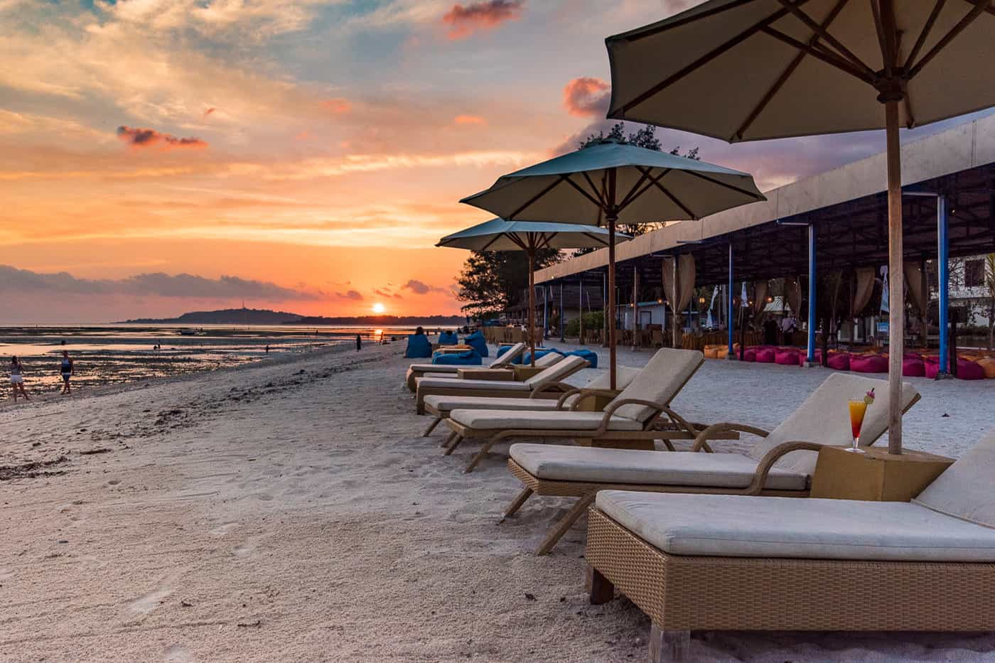 Beach sunrise in the Gili Islands of Lombok Indonesia